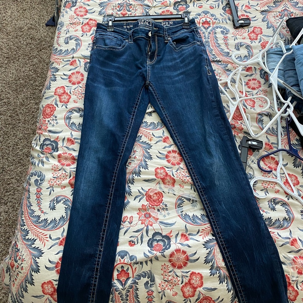 Womens Buckle Black Jeans